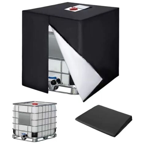 Bache pour Cuve 1000L . 420D Réservoir d'eau Couvercle. Anti-UV Housse Protection Cuve. Bâche de Protection Cuve IBC avec Fermeture éclair. 120 x 100 x 116 cm(Noir)