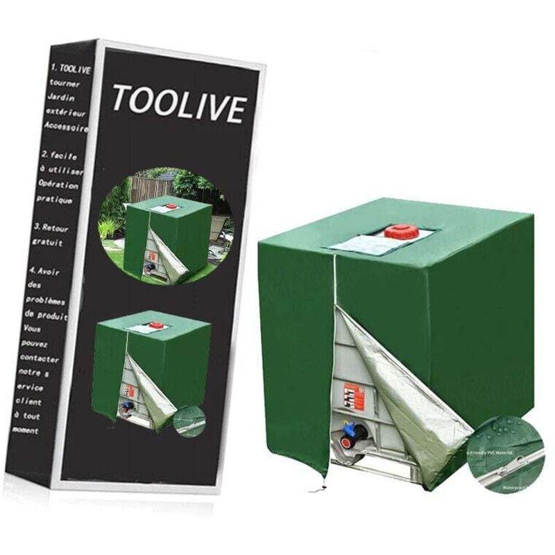 Bache pour Cuve 1000L, Bâche de Protection Solaire pour réservoir d'eau de Pluie IBC, Anti-poussière Anti-UV, Housse de Protection, bâche de