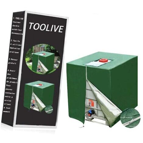 Bache pour Cuve 1000L, Bâche de Protection Solaire pour réservoir d'eau de Pluie IBC, Anti-poussière Anti-UV, Housse de Protection, bâche de Protection vert (116 x 100 x 120 cm)