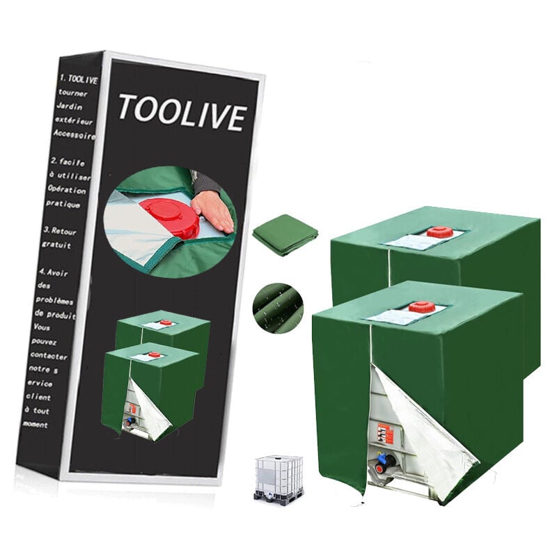 Bache pour Cuve 1000L ibc, 2 Pièces 420D Réservoir d'eau Couvercle, Anti-UV Anti-poussière Couverture Container Réservoir IBC,Bache de Protection