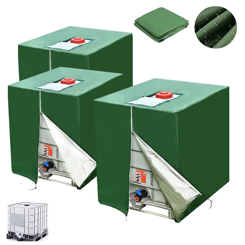 Bache pour Cuve 1000L ibc, 3 Pièces 420D Réservoir d'eau Couvercle, Anti-UV Anti-poussière Housse salon de jardin, Bâche de Protection Cuve ibc avec