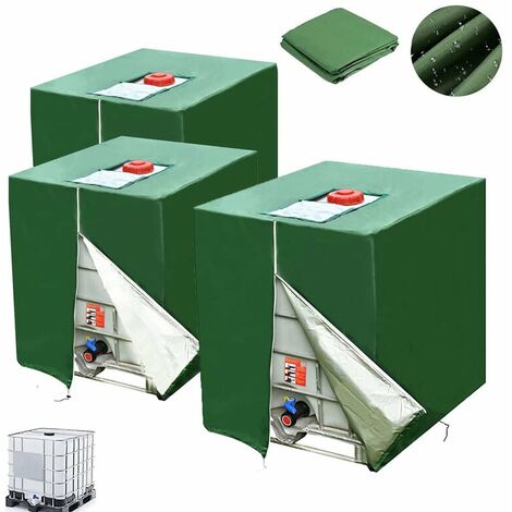 Bache pour Cuve 1000L IBC, 3 Pièces 420D Réservoir d'eau Couvercle, Anti-UV Anti-poussière Housse salon de jardin, Bâche de Protection Cuve IBC avec Fermeture éclair(116 x 100 x 120 cm)