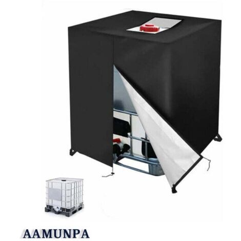Bache pour Cuve 1000L IBC, 420D Réservoir d'eau Couvercle, Anti-UV Anti-poussière Couverture Container Réservoir IBC,Bache de Protection Cuve IBC avec Fermeture éclair(120 x 100 x 116 cm)
