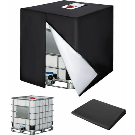 LUMTEN Bache pour Cuve 1000L IBC, 420D Réservoir d'eau Couvercle, Anti-UV Housse Protection Cuve, Bâche de Protection Cuve IBC avec Fermeture éclair, 120 x 100 x 116 cm(Noir)