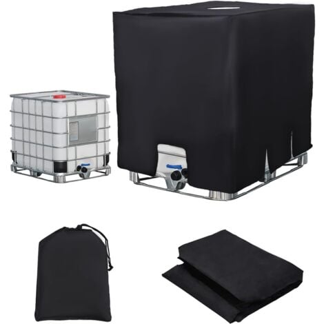 Bâche pour Cuve 1000L IBC Bache de réservoir d'eau Couvercle Anti-UV Anti-poussière Couverture Container Réservoir IBC Housse Protection 120 x 100 x 116 cm Noir