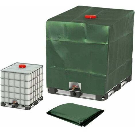 Bâche pour Cuve 1000L IBC, Bâche de Réservoir d'eau Couvercle de Protection pour Réservoir Housse De Réservoir Anti-poussière Vert -120 x 100 x 116 cm