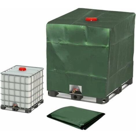 Bâche pour Cuve 1000L IBC, Bâche de Réservoir d'eau Couvercle de Protection pour Réservoir Housse De Réservoir Anti-poussière Vert -120 x 100 x 116 cm