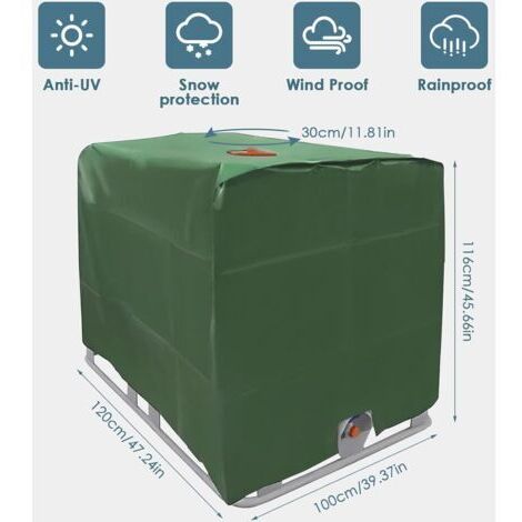 Bâche pour cuve à eau IBC 1000L, résistante à la poussière, aux UV, à l'eau et aux intempéries, dimensions : 120 x 100 x 116 cm