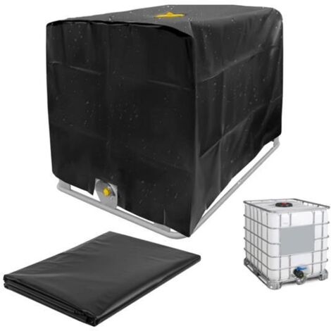 Bâche pour Cuve IBC 1000L - Bâche de Protection Anti-UV, Anti-Poussière, Anti-Pluie en Tissu Oxford (Noir 120 x 100 x 116 cm)