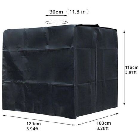 Bache pour Cuve IBC 1000L, Bache de Réservoir d'eau Couvercle, Anti-UV Anti-Poussière Bache de Housse Protection, Bouchon Cuve a Eau Bâche (116 x 100 x 120 cm, Noir)