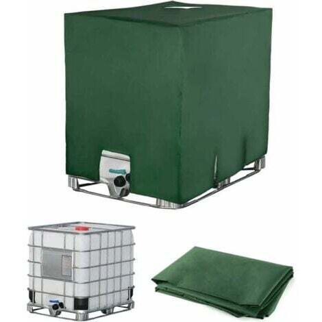 Bache pour Cuve IBC 1000L, Bache de Réservoir d'eau Couvercle, Anti-UV Anti-Poussière Bache de Housse Protection, Bouchon Cuve a Eau Bâche (116 x 100 x 120 cm, Vert)