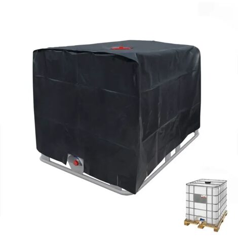 Bache pour Cuve IBC 1000L, Bâche Recuperateur d Eau de Pluie, Anti-UV Anti-Poussière Bache de Reservoir d'eau, Couvercle Housse de Protection Cuve 1000l, 116 x 100 x 120 cm, Noir