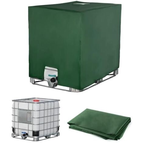 Bâche pour Cuve IBC 1000L, Couvercle de Réservoir d'Eau, Housse Anti-UV et Anti-Poussière (116 x 100 x 120 cm, Vert)