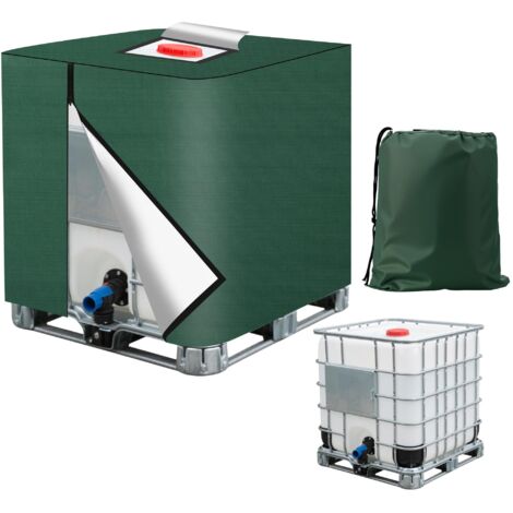 Bache pour Cuve IBC ,420D Réservoir d'eau Couvercle,Bâche pour Cuve IBC 1000L – Housse de Protection Anti-UV et Anti-Poussière avec Fermeture Éclair Avec Sac de Rangement (116 x 100 x 120 cm) (Vert)