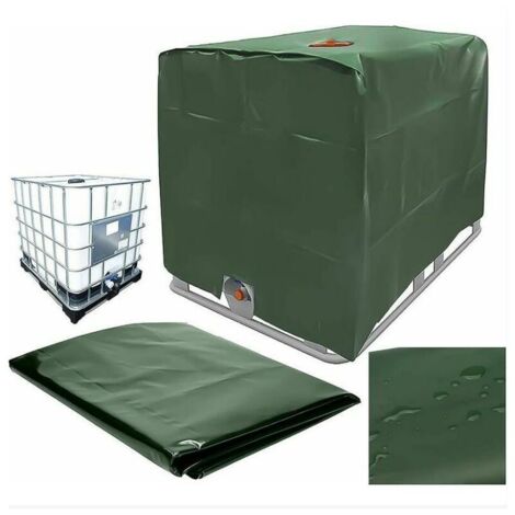 Bâche pour réservoir d'eau 120x100x116 cm (verte), adaptée aux réservoirs d'eau de 1000 litres, couverture de protection pour conteneur de réservoir d'eau, anti-poussière, anti-UV et anti-pluie.