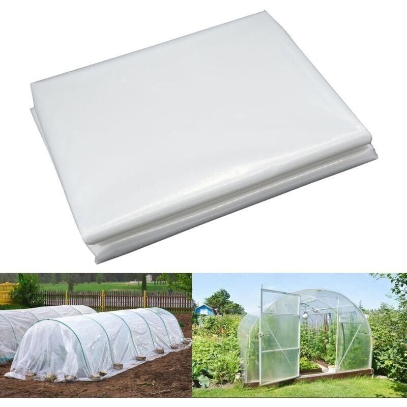 SNQ - Bache pour Serre,Bache Plastique Transparente, Bache Serre Tunnel 2m x 8m, Film Polyéthylène de Extra-épais Clair Jardin Grandir Couverture De
