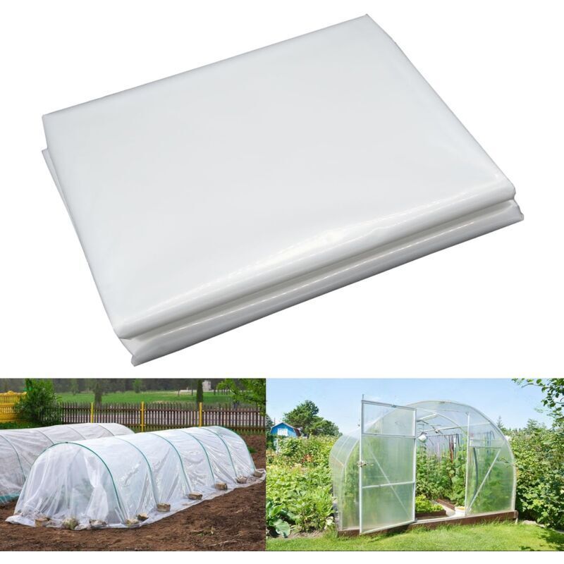 Trimec - Bache pour Serre,Bache Plastique Transparente, Bache Serre Tunnel 2m x 8m, Film Polyéthylène de Extra-épais Clair Jardin Grandir Couverture