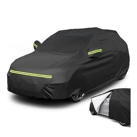 L&H-CFCAHL Bâche pour Voiture SUV Impermeable 465x185x160cm Noir Housse de protection premium pour SUV extérieur tissu coton respirant Ouverture latérale pratique UV/neige/pluie/poussière