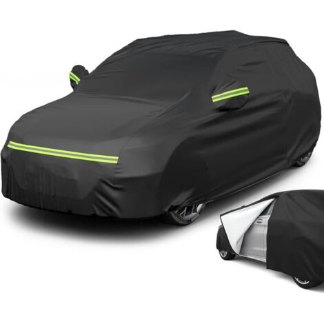 Bâche pour Voiture SUV Impermeable 465x185x160cm Noir Housse de protection premium pour SUV extérieur tissu coton respirant Ouverture latérale pratique UV/neige/pluie/poussière