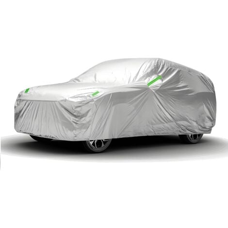 L&H-CFCAHL Bâche pour Voiture SUV Impermeable 480 x 175 x 150cm Argent housse de voiture exterieur protection contre la neige protection solaire protection UV, taille universelle pour SUV, Bâche voiture YL