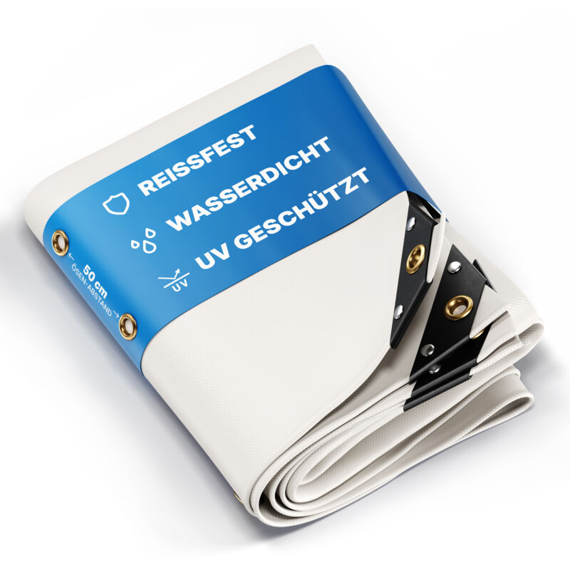 Bâche premium Nemaxx PLA48 400x800 cm - blanc avec œillets, 650 g/m² pvc, abri, toile de protection - étanche, résistante, 32m²