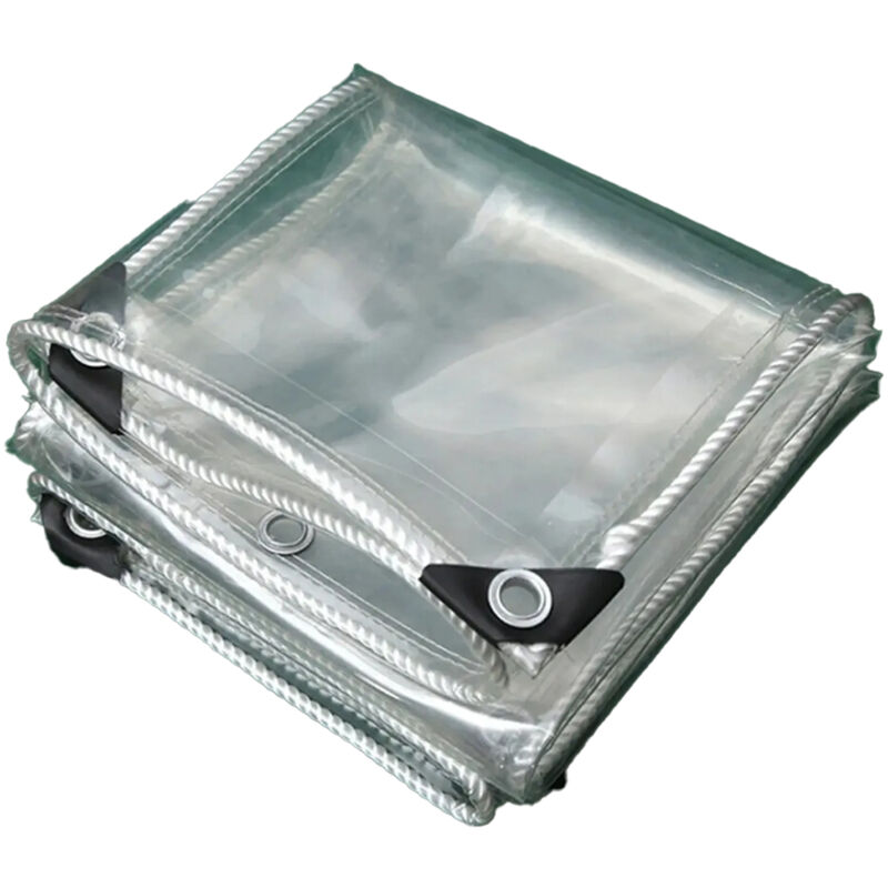 Bâche protection PVC transparent 2x1,5m pour meubles jardin, résistante froid, pluie, gel
