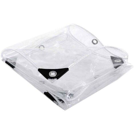 Bâche protection PVC transparent 3x1,8m pour meubles jardin, résistante froid, pluie, gel