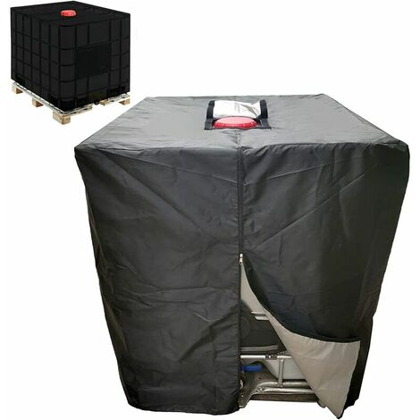 Bâche Réservoir d'eau 1000 L Couverture Container Citerne Eau Pluie avec Fermeture éclair Coupe-Vent Anti-UV Résistant à la Déchirure