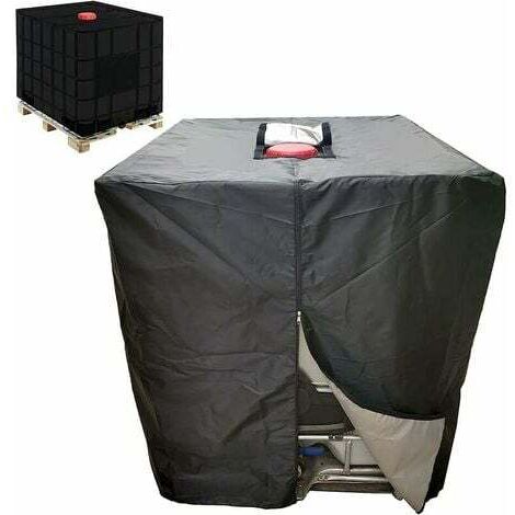Bâche Réservoir d'eau 1000 L Couverture Container Citerne Eau Pluie avec Fermeture éclair Coupe-Vent Anti-UV Résistant à la Déchirure