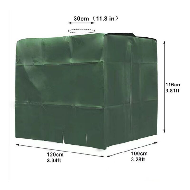 Bâche Réservoir d'eau ibc 1000 l Couverture Container Citerne Eau Pluie avec Fermeture éclair Coupe-Vent Anti-UV 210D Résistant à la Déchirure-Vert