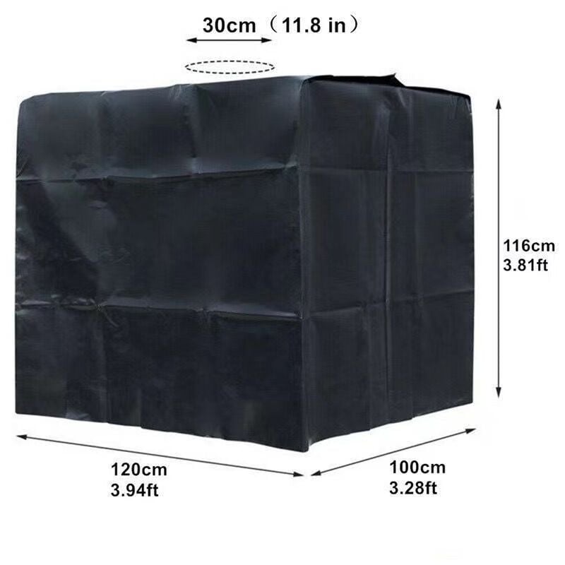 Bâche Réservoir d'eau ibc 1000 l Couverture Container Citerne Eau Pluie avec Fermeture éclair Coupe-Vent Anti-UV 210D Résistant à la Déchirure-Noir