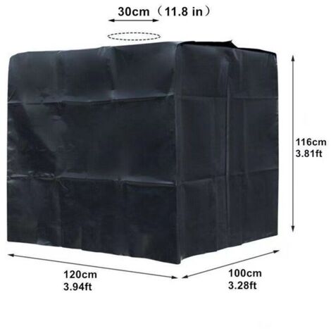 Bâche Réservoir d'eau IBC 1000 L Couverture Container Citerne Eau Pluie avec Fermeture éclair Coupe-Vent Anti-UV 210D Résistant à la Déchirure-Noir