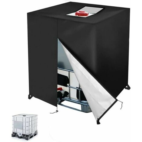 Bâche réservoir d'eau IBC 1000 L – Protection anti-UV – Résistante à la déchirure – Dimensions 120x110x116 cm – Fermeture éclair et cordon de serrage - UV 420 D-Crezuo