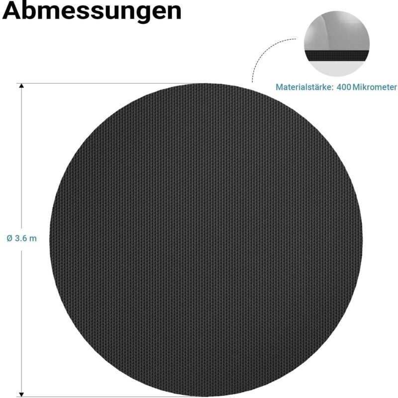 Bâche Solaire à Bulles Pour Piscine Ronde ø 36m Noire Protection