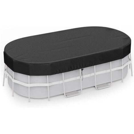 Bâche solaire ovale de qualité supérieure avec coutures renforcées, idéale pour les piscines hors sol, étanche, 2,1 x 4,9 m, protection contre la pluie et l'hiver -