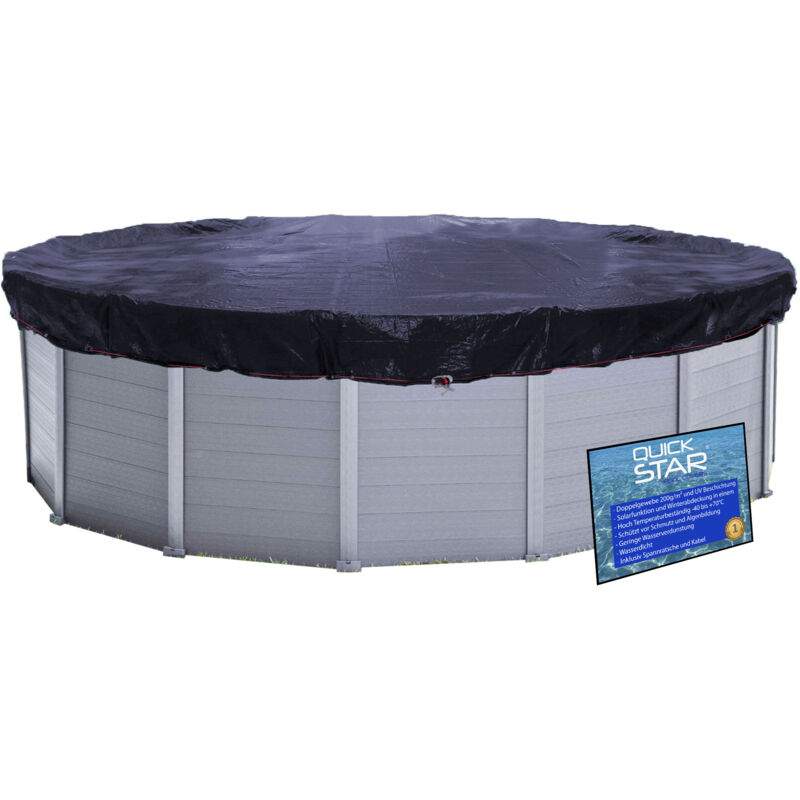 Bâche solaire piscine ø 720cm ronde pour piscine jusqu'à 650 cm bâche hiver été bâche piscine 200g/m² noir