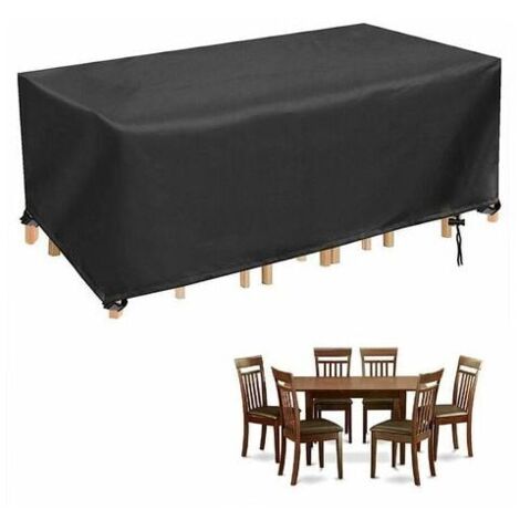 Bache Table de Jardin. Imperméable Bache Mobilier de Jardin Rectangulaire Housse. Anti-UV Robuste Housse de Protection Jardin. 250x110x90cm. Noir