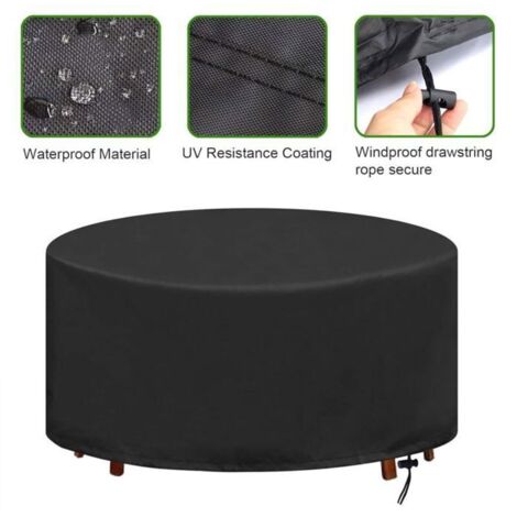 Bache Table de Jardin Ronde Housse pour Table de Jardin Imperméable Anti-UV Oxford Robuste Protection Table Extérieur Ø128X71CM