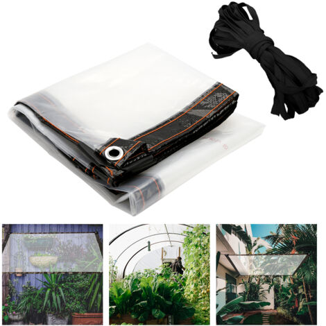 Bâche Transparente 300 x 500 cm, Bâche en PE avec Oeillets, renforcée, Indéchirable et Coupe-Vent Bâche