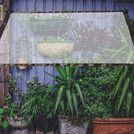 Bâche transparente 4 x 2 m en plastique épais avec Oeillets en métal Pour camping, sol, plantes Bâche imperméable