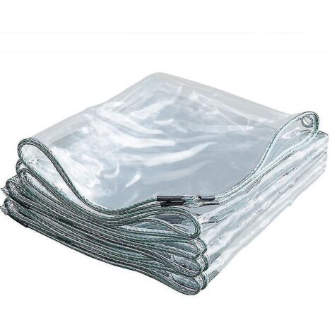 Bâche transparente Auspicious-clear imperméable et résistante avec œillets pour la maison, le jardin et l'extérieur - Bâche en plastique PVC - 600 g/m² - 0,5 mm d'épaisseur - Tapis de sol Wi--