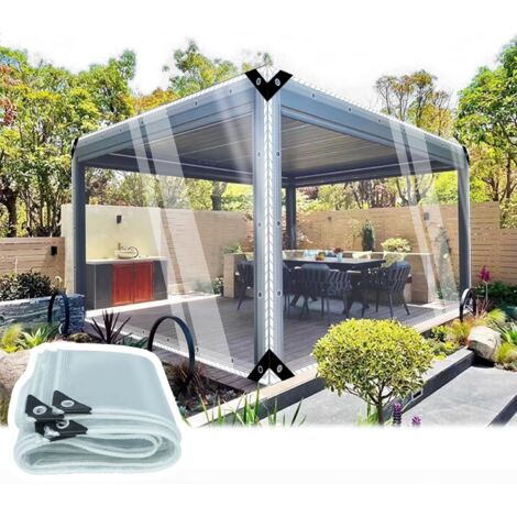 Bâche Transparente avec œillets 0.35mm Epaisse Multifonction PVC Protection Baches Imperméable Résistant à poussière pour Piscine Jardin Voiture Mobilier Terrasse. (H:1m  W:2m  400g/m²) Sans