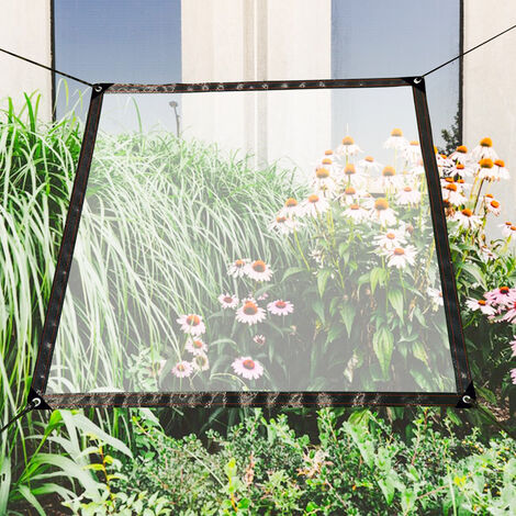 Bâche Transparente avec Oeillets Exterieur Plastique Serre terrasse bâches de Protection étanche pour extérieur Meubles Jardin 2x1m