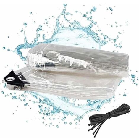 Bâche transparente en PVC souple, imperméable et résistante à la chaleur, en toile épaisse thermofusionnée (Couleur : Transparent, Dimensions : 1 m x 1 m)