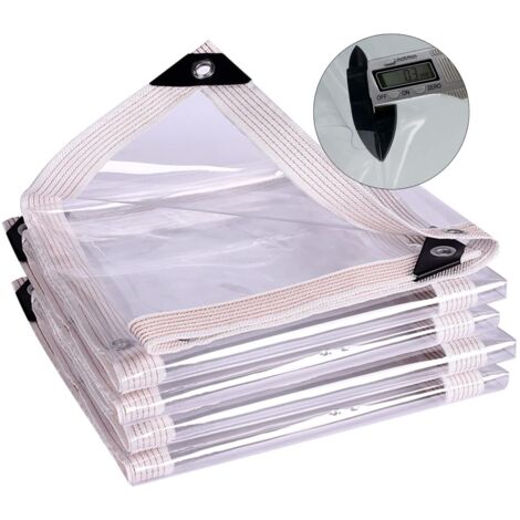Bâche transparente imperméable 3 x 6 m avec œillets, bâche en vinyle robuste, pare-soleil en PVC pour poulailler, porche, auvent, plantes, camping