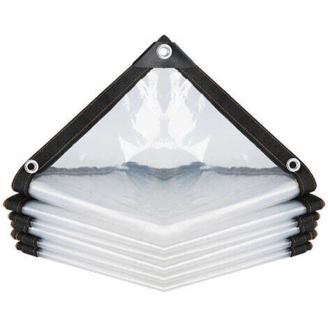 Bâche Transparente Imperméable avec Oeillets, à l'eau en PE Multi-Usage Anti-Pluie Résistante Aux Déchirures Toile de bâche Ultra légère (Color : Clear, Size : 200x200cm)