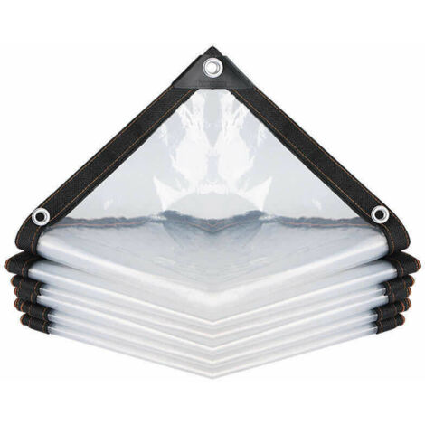 Bâche Transparente Imperméable avec Oeillets, à l'eau en PE Multi-Usage Anti-Pluie Résistante Aux Déchirures Toile de bâche Ultra légère (Color : Clear, Size : 200x200cm)
