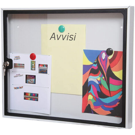 BACHECA FONDO MAGNETICO 58X6X48 CM SILVER NERO