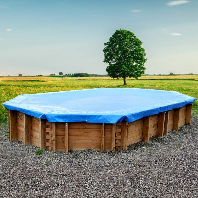 GRE - Couverture d'hiver pour piscines hors-sol ovales en bois de 551x351 cm