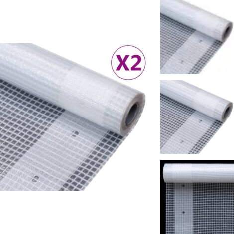 Bâches Leno 2 pcs 260 g/m² 4x8 m Blanc - Bâches De Protection - Bâche Imperméable - Bâche Résistante - Bâche Pour Abri - Bâche Pour Voiture